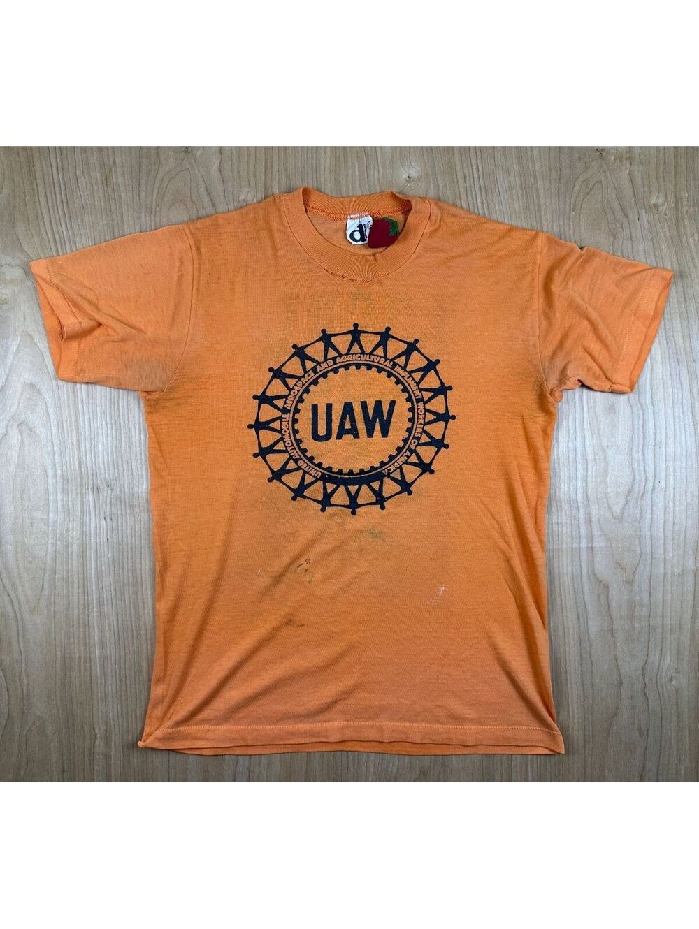 Vintage 80s UAW tshirt Single Stitch Local 595 united auto workers shredded xl